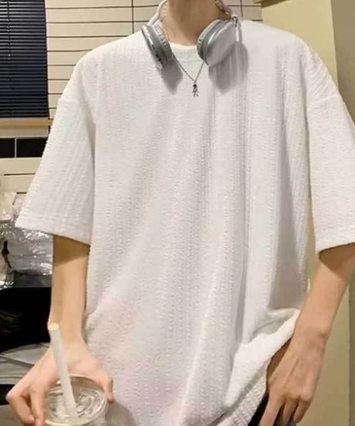 SHEPP(シープ)の「【UNISEX】ワッフル編み オーバーサイズ クルーネック プルオーバー(Tシャツ/カットソー・メンズ・ブラック/ホワイト・M)」の13枚目の写真
