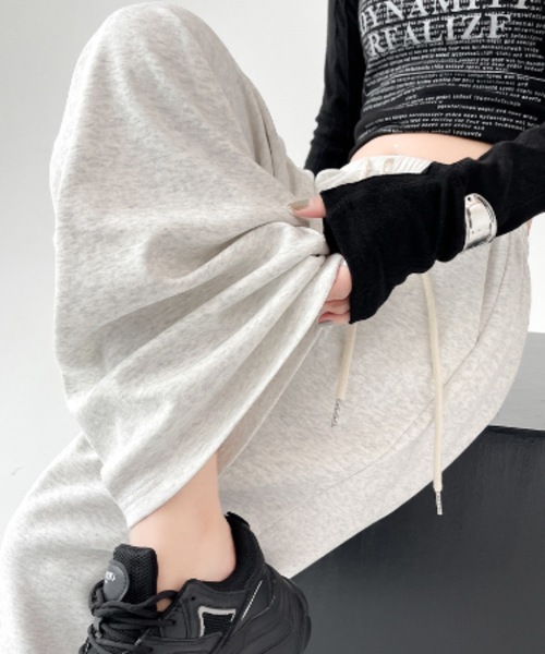 Teem Store(チームストア)の「薄手ダブルウエストワイドスウェットパンツ(スウェットパンツ・レディース・ブラック/グレー・L/M)」の7枚目の写真