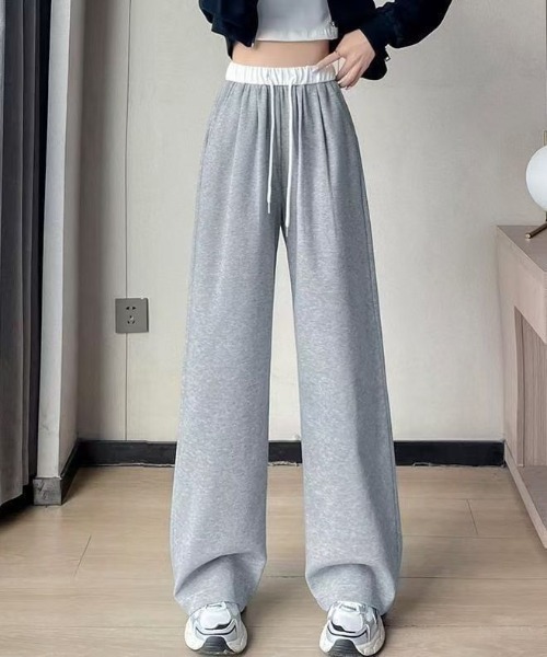 Teem Store(チームストア)の「薄手ダブルウエストワイドスウェットパンツ(スウェットパンツ・レディース・ブラック/グレー・L/M)」の11枚目の写真