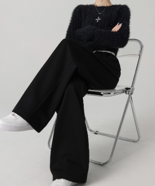 Teem Store(チームストア)の「薄手ダブルウエストワイドスウェットパンツ(スウェットパンツ・レディース・ブラック/グレー・L/M)」の15枚目の写真