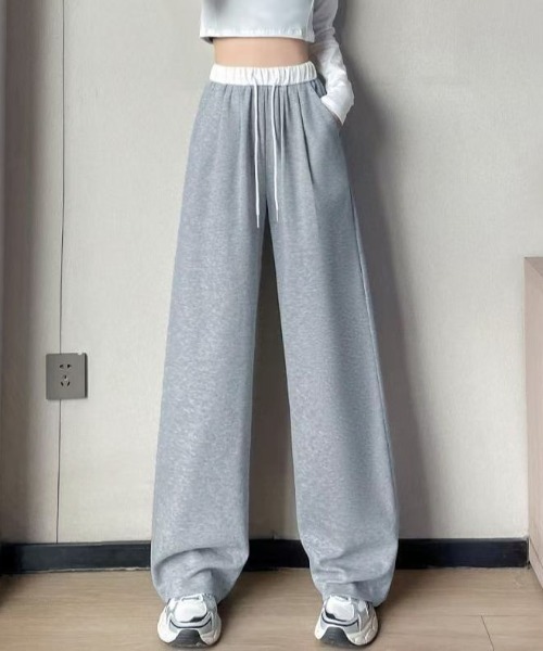 Teem Store(チームストア)の「薄手ダブルウエストワイドスウェットパンツ(スウェットパンツ・レディース・ブラック/グレー・L/M)」の16枚目の写真
