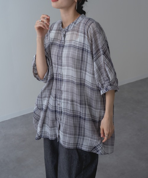 refinedworks(リファインドワークス)の「【refinedworks】大人カジュアル を彩る チェック柄 シャツ(シャツ/ブラウス・レディース・グレー/レッド/グリーン・FREE)」の12枚目の写真