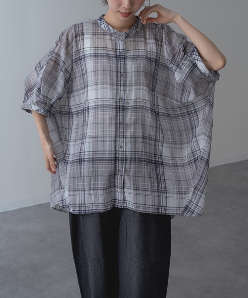 refinedworks(リファインドワークス)の「【refinedworks】大人カジュアル を彩る チェック柄 シャツ(シャツ/ブラウス・レディース・グレー/レッド/グリーン・FREE)」の13枚目の写真
