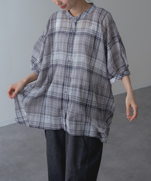 refinedworks(リファインドワークス)の「【refinedworks】大人カジュアル を彩る チェック柄 シャツ(シャツ/ブラウス・レディース・グレー/レッド/グリーン・FREE)」の14枚目の写真