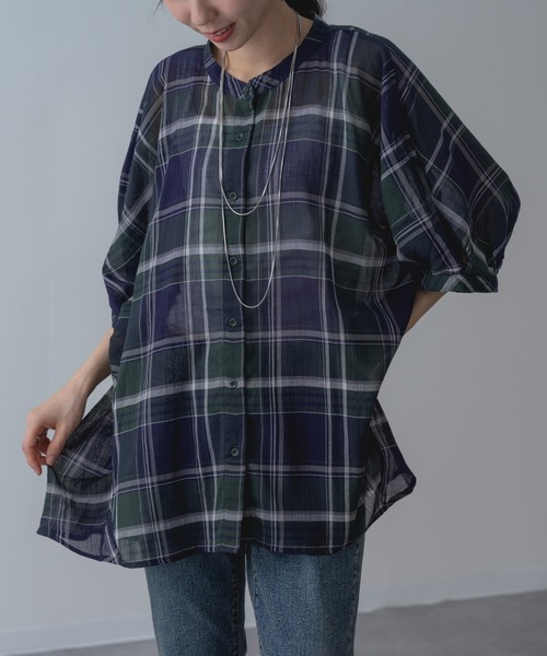 refinedworks(リファインドワークス)の「【refinedworks】大人カジュアル を彩る チェック柄 シャツ(シャツ/ブラウス・レディース・グレー/レッド/グリーン・FREE)」の11枚目の写真