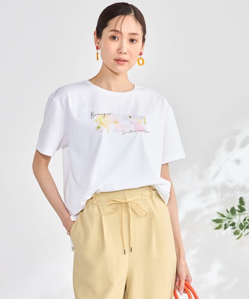 GALLORIA(ギャローリア)の「【plantica×GALLORIAコラボ】花びらプリントTシャツ(Tシャツ/カットソー・レディース・オフホワイト/オートミール・S/M/LL/L)」の10枚目の写真