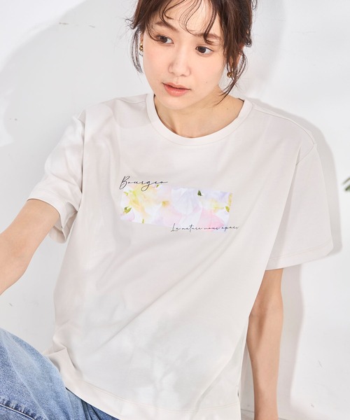 GALLORIA(ギャローリア)の「【plantica×GALLORIAコラボ】花びらプリントTシャツ(Tシャツ/カットソー・レディース・オフホワイト/オートミール・S/M/LL/L)」の6枚目の写真