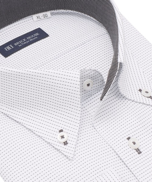 TOKYO SHIRTS（トウキョウシャツ）の「【吸水速乾】【COFREX】形態安定ノンアイロン ボタンダウン 長袖ビジネスワイシャツ （大きいサイズ・長いサイズ）（ビジネスシャツ・メンズ・グレー・首回り39cm-裄丈88cm/首回り41cm-裄丈90cm/首回り42cm-裄丈90cm/首回り43cm-裄丈90cm/首回り45cm-裄丈82cm/首回り45cm-裄丈86cm/首回り45cm-裄丈90cm/首回り47cm-裄丈86cm/首回り47cm-裄丈90cm）」の2枚目の写真