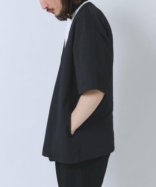 ITEMS URBANRESEARCH（アイテムズ アーバンリサーチ）の「『接触冷感/イージーケア/吸水速乾/撥水/防汚』高機能シアサッカー 半袖カーディガン(楽着シリーズ)（カーディガン/ボレロ・メンズ・ベージュ/ブラック/ライトブルー・MEDIUM/LARGE）」の7枚目の写真