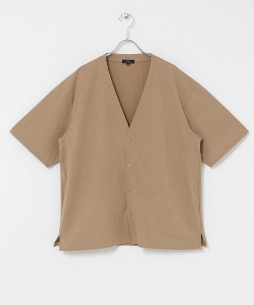 ITEMS URBANRESEARCH（アイテムズ アーバンリサーチ）の「『接触冷感/イージーケア/吸水速乾/撥水/防汚』高機能シアサッカー 半袖カーディガン(楽着シリーズ)（カーディガン/ボレロ・メンズ・ベージュ/ブラック/ライトブルー・MEDIUM/LARGE）」の16枚目の写真