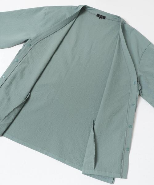ITEMS URBANRESEARCH(アイテムズ アーバンリサーチ)の「『接触冷感/イージーケア/吸水速乾/撥水/防汚』高機能シアサッカー 半袖カーディガン(楽着シリーズ)(カーディガン/ボレロ・メンズ・ベージュ/ブラック/ライトブルー・MEDIUM/LARGE)」の8枚目の写真