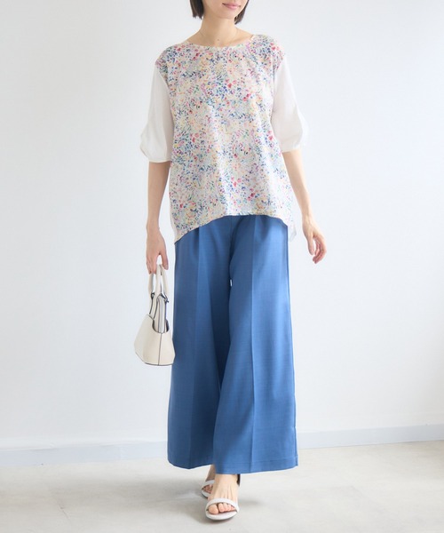 KATHARINE ROSS(キャサリンロス)の「【MADE IN JAPAN】LIBERTYねじり袖プルオーバー(Tシャツ/カットソー・レディース・オフホワイト/ブラック・FREE)」の9枚目の写真