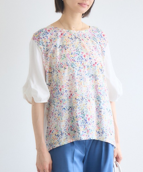 KATHARINE ROSS(キャサリンロス)の「【MADE IN JAPAN】LIBERTYねじり袖プルオーバー(Tシャツ/カットソー・レディース・オフホワイト/ブラック・FREE)」の3枚目の写真