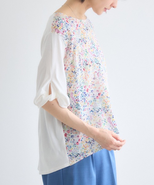 KATHARINE ROSS(キャサリンロス)の「【MADE IN JAPAN】LIBERTYねじり袖プルオーバー(Tシャツ/カットソー・レディース・オフホワイト/ブラック・FREE)」の4枚目の写真