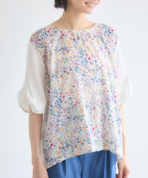 KATHARINE ROSS(キャサリンロス)の「【MADE IN JAPAN】LIBERTYねじり袖プルオーバー(Tシャツ/カットソー・レディース・オフホワイト/ブラック・FREE)」の5枚目の写真