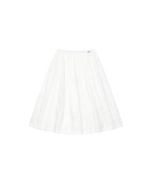 SHIRRING TIERED MAXI SKIRT, WHITE
