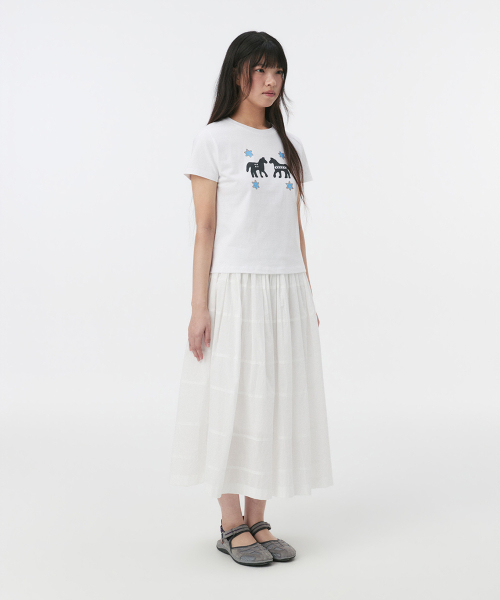 OHESHIO（オヘシオ）の「SHIRRING TIERED MAXI SKIRT, WHITE（スカート・レディース・その他・FREE）」の7枚目の写真