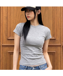 ストレッチコットンスリム半袖Tシャツメランジ