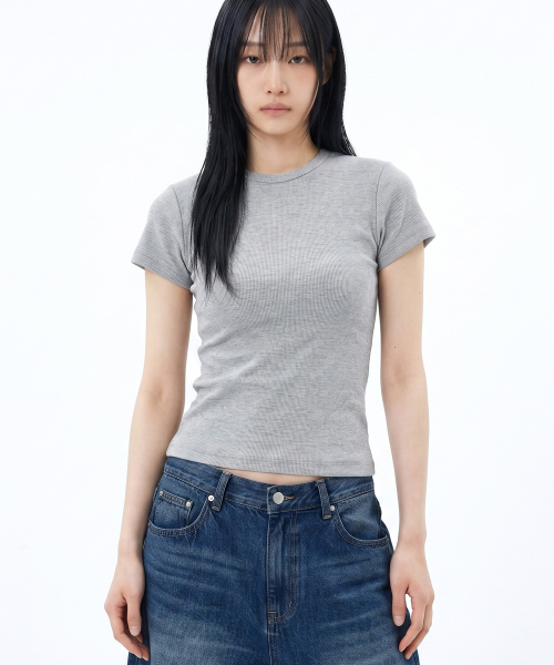 UNDEROFF(アンダーオフ)の「ストレッチコットンスリム半袖Tシャツメランジ(Tシャツ/カットソー・レディース・グレー系その他・SMALL)」の4枚目の写真