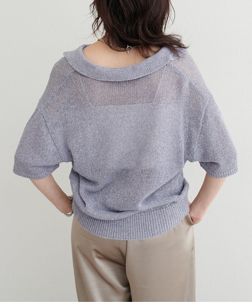 LARUTA(ラルータ)の「【LARUTA】ドライタッチシアーポロ半袖プルオーバー(ニット/セーター・レディース・ブラック/アイボリー/ブルー系その他/グレイッシュベージュ・FREE)」の13枚目の写真