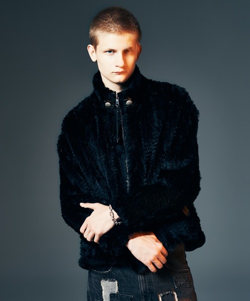 glamb(グラム)の「Rabbit Fur Jacket / ラビットファージャケット(ブルゾン・メンズ・ブラック/ネイビー/グレー・M/L)」の2枚目の写真