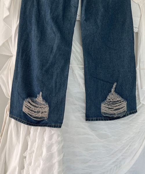 4INT.(フォイント)の「ダメージ ウォッシュド デニム ワイド パンツ(デニムパンツ・レディース・ブルー・S/M/L)」の20枚目の写真