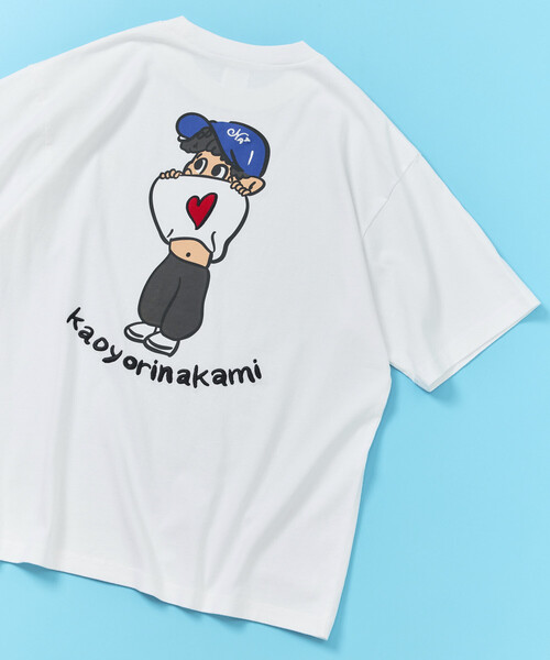 kaoyorinakami（カオヨリナカミ）の「kaoyorinakami × FREAK'S STORE/カオヨリナカミ 別注 ヘソダシボーイ Tee（Tシャツ/カットソー・メンズ・オフホワイト/ブルーグリーン/チャコールグレー・MEDIUM/SMALL/LARGE）」の2枚目の写真