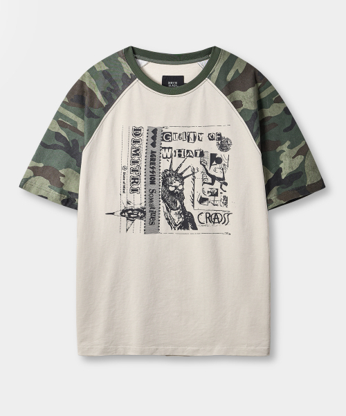 DIMITRI BLACK（ディミトリブラック）の「ラグラン配色ピグメントアートワーク半袖Tシャツ_アイボリー&カモ（Tシャツ/カットソー・レディース・その他・MEDIUM/LARGE/X-LARGE）」の2枚目の写真