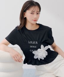 【SALON by Chico】3DフラワーシャーリングTシャツ