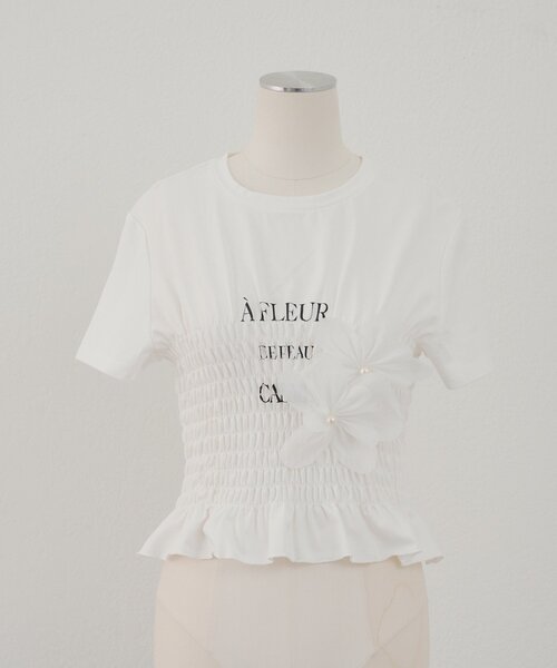 Chico(チコ)の「【SALON by Chico】3DフラワーシャーリングTシャツ(Tシャツ/カットソー・レディース・ブルー/ブラック/ホワイト・FREE)」の12枚目の写真