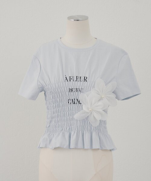 Chico(チコ)の「【SALON by Chico】3DフラワーシャーリングTシャツ(Tシャツ/カットソー・レディース・ブルー/ブラック/ホワイト・FREE)」の13枚目の写真