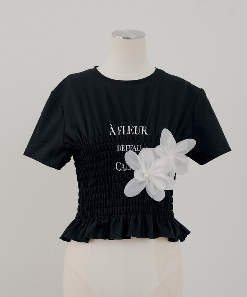 Chico(チコ)の「【SALON by Chico】3DフラワーシャーリングTシャツ(Tシャツ/カットソー・レディース・ブルー/ブラック/ホワイト・FREE)」の14枚目の写真