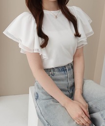 【INGNI SOELA】ドットチュールフリルTシャツ/WEB限定