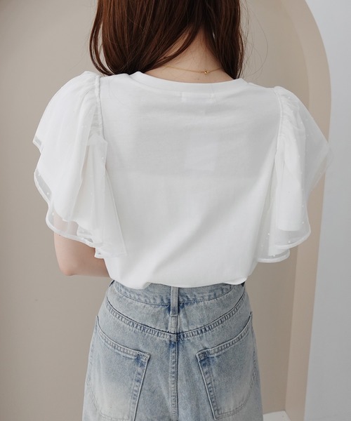 SOELA(ソエラ)の「【INGNI SOELA】ドットチュールフリルTシャツ/WEB限定(Tシャツ/カットソー・レディース・オフホワイト/ブラック・FREE)」の13枚目の写真