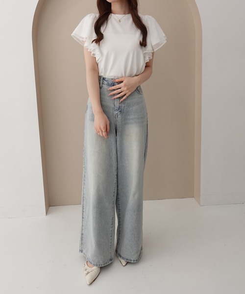 SOELA(ソエラ)の「【INGNI SOELA】ドットチュールフリルTシャツ/WEB限定(Tシャツ/カットソー・レディース・オフホワイト/ブラック・FREE)」の14枚目の写真