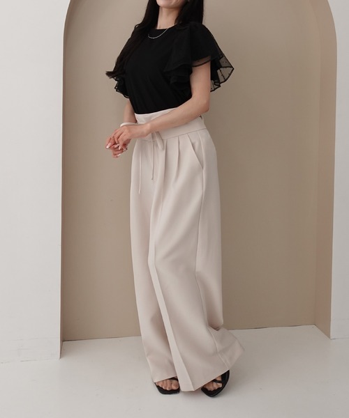 SOELA(ソエラ)の「【INGNI SOELA】ドットチュールフリルTシャツ/WEB限定(Tシャツ/カットソー・レディース・オフホワイト/ブラック・FREE)」の7枚目の写真