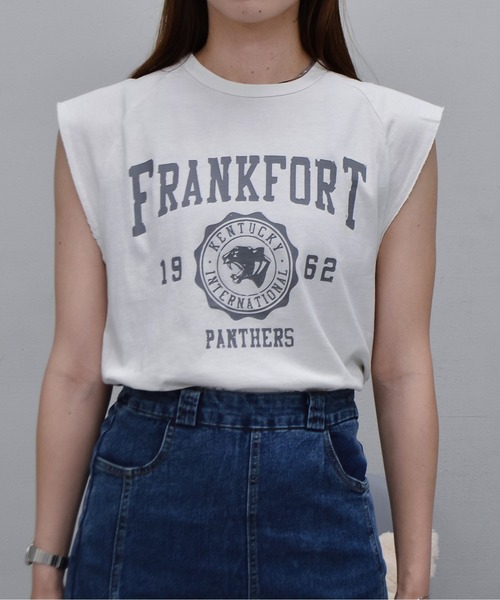 DOUBLE STEAL（ダブルスティール）の「FRANKFORTプリントTシャツ（Tシャツ/カットソー・レディース・チャコールグレー/サックスブルー/アイボリー・FREE）」の19枚目の写真