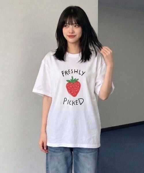 WILDROCK（ワイルドロック）の「フレッシュリーピックド ピグメントオーバーサイズ半袖Tシャツ（クロップ含む）（Tシャツ/カットソー・レディース・ライトグレー/ベビーピンク/カーキ/ライトパープル/ブルー/ホワイト/チャコール/ブラック・MEDIUM/SMALL/X-SMALL/FREE/LARGE）」の9枚目の写真