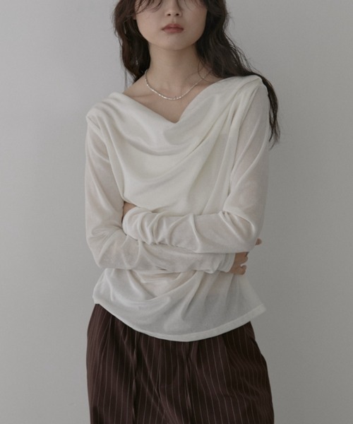 Aunt Marie's(アントマリーズ)の「シアーベロアドレーププルオーバー(Tシャツ/カットソー・レディース・ブラック/ブラウン/アイボリー・FREE)」の11枚目の写真