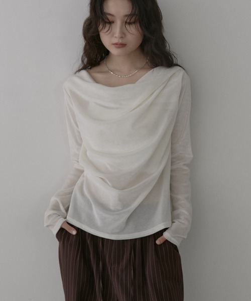 Aunt Marie's(アントマリーズ)の「シアーベロアドレーププルオーバー(Tシャツ/カットソー・レディース・ブラック/ブラウン/アイボリー・FREE)」の10枚目の写真
