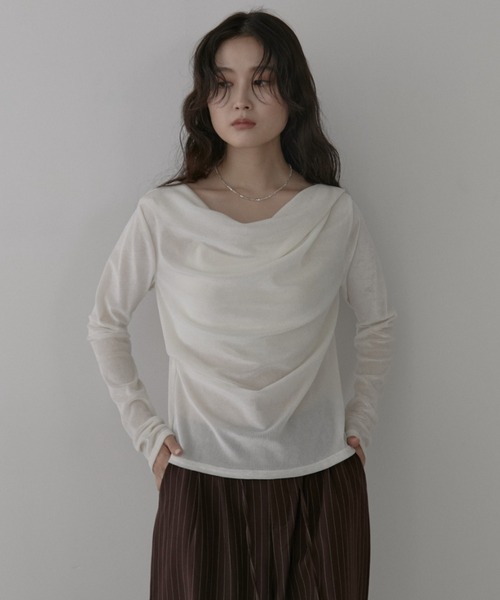 Aunt Marie's(アントマリーズ)の「シアーベロアドレーププルオーバー(Tシャツ/カットソー・レディース・ブラック/ブラウン/アイボリー・FREE)」の7枚目の写真