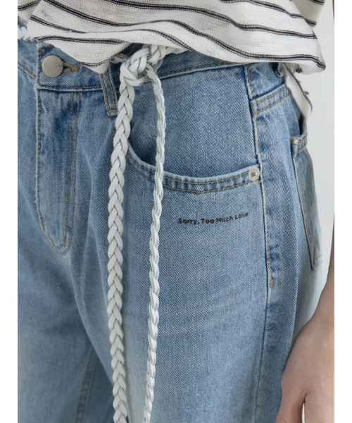 Sorry,Too Much Love（ソーリートゥーマッチラブ）の「Mid Rise Distressed Leg  Denim Pants_Blue（デニムパンツ・レディース・その他・FREE/SMALL/MEDIUM/LARGE）」の4枚目の写真