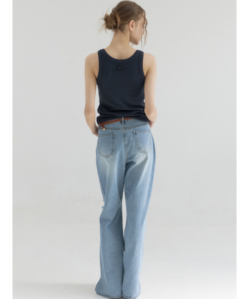 Sorry,Too Much Love（ソーリートゥーマッチラブ）の「Mid Rise Distressed Leg  Denim Pants_Blue（デニムパンツ・レディース・その他・FREE/SMALL/MEDIUM/LARGE）」の3枚目の写真
