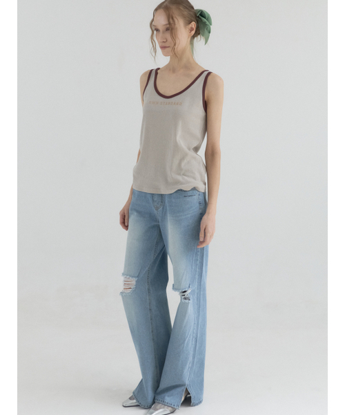 Sorry,Too Much Love（ソーリートゥーマッチラブ）の「Mid Rise Distressed Leg  Denim Pants_Blue（デニムパンツ・レディース・その他・FREE/SMALL/MEDIUM/LARGE）」の2枚目の写真