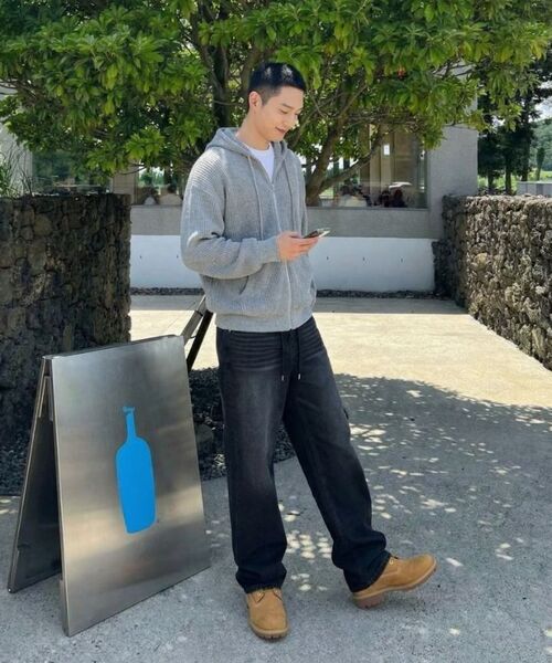 BASIC LABEL（ベーシックラベル）の「Stand banding wide washed denim pants 3 Color [BLBD_5024]（デニムパンツ・レディース・チャコール/ライトブルー/ブルー・SMALL/MEDIUM/3XL/X-LARGE/LARGE/2XL）」の7枚目の写真