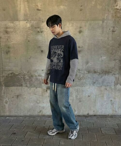 BASIC LABEL（ベーシックラベル）の「Stand banding wide washed denim pants 3 Color [BLBD_5024]（デニムパンツ・レディース・チャコール/ライトブルー/ブルー・SMALL/MEDIUM/3XL/X-LARGE/LARGE/2XL）」の8枚目の写真