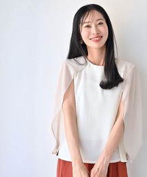 1枚で完成さりげな腕隠し上品トップス