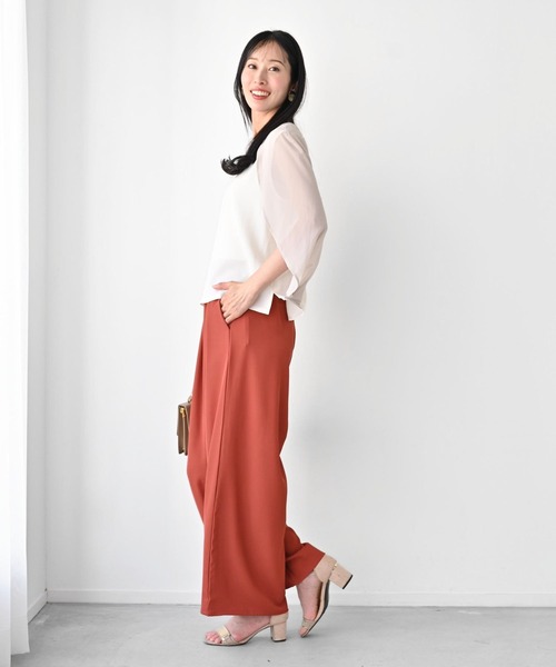 Ehre style(エーレスタイル)の「1枚で完成さりげな腕隠し上品トップス(シャツ/ブラウス・レディース・アイボリー/ブラック・FREE)」の17枚目の写真