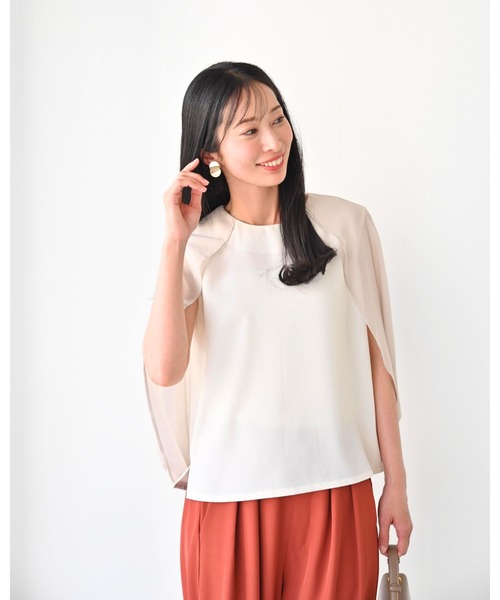 Ehre style(エーレスタイル)の「1枚で完成さりげな腕隠し上品トップス(シャツ/ブラウス・レディース・アイボリー/ブラック・FREE)」の18枚目の写真