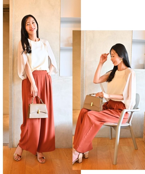 Ehre style(エーレスタイル)の「1枚で完成さりげな腕隠し上品トップス(シャツ/ブラウス・レディース・アイボリー/ブラック・FREE)」の16枚目の写真